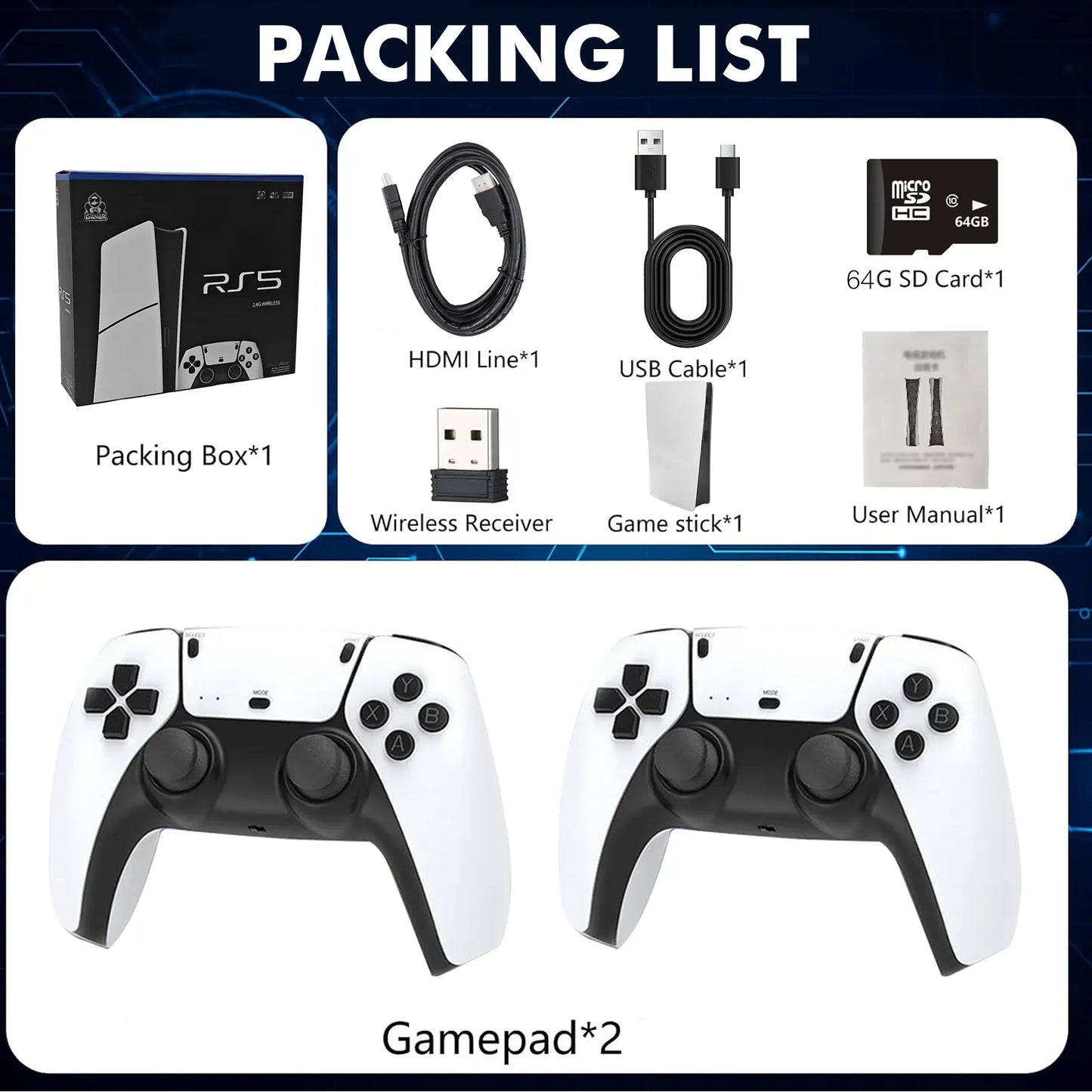Retro Game Console, Retro Game Stick,64G,240Hz, Revisit Classic Games Stick , Retro Play Plug and Play Video Games Stick 26 Emulators, Output, Premium Competitive Dual Controllers.