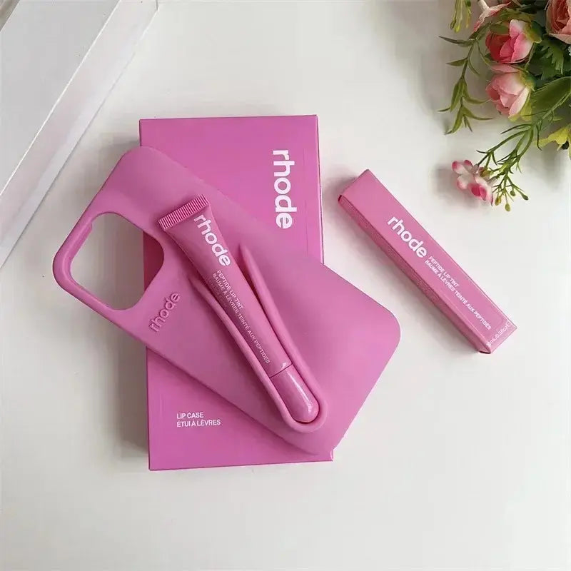 Trendy Phone Case with Lip Care Holder, Soft Touch Silicone Cover for Iphone 11–17 Series.