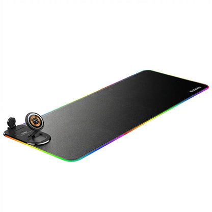 XXL 4-In-1 Wireless Charging RGB Mouse Pad with LED Lights,Charge Phone, Watch & Earbuds, XL Extended Desk Mat31.5X11.8 Inch