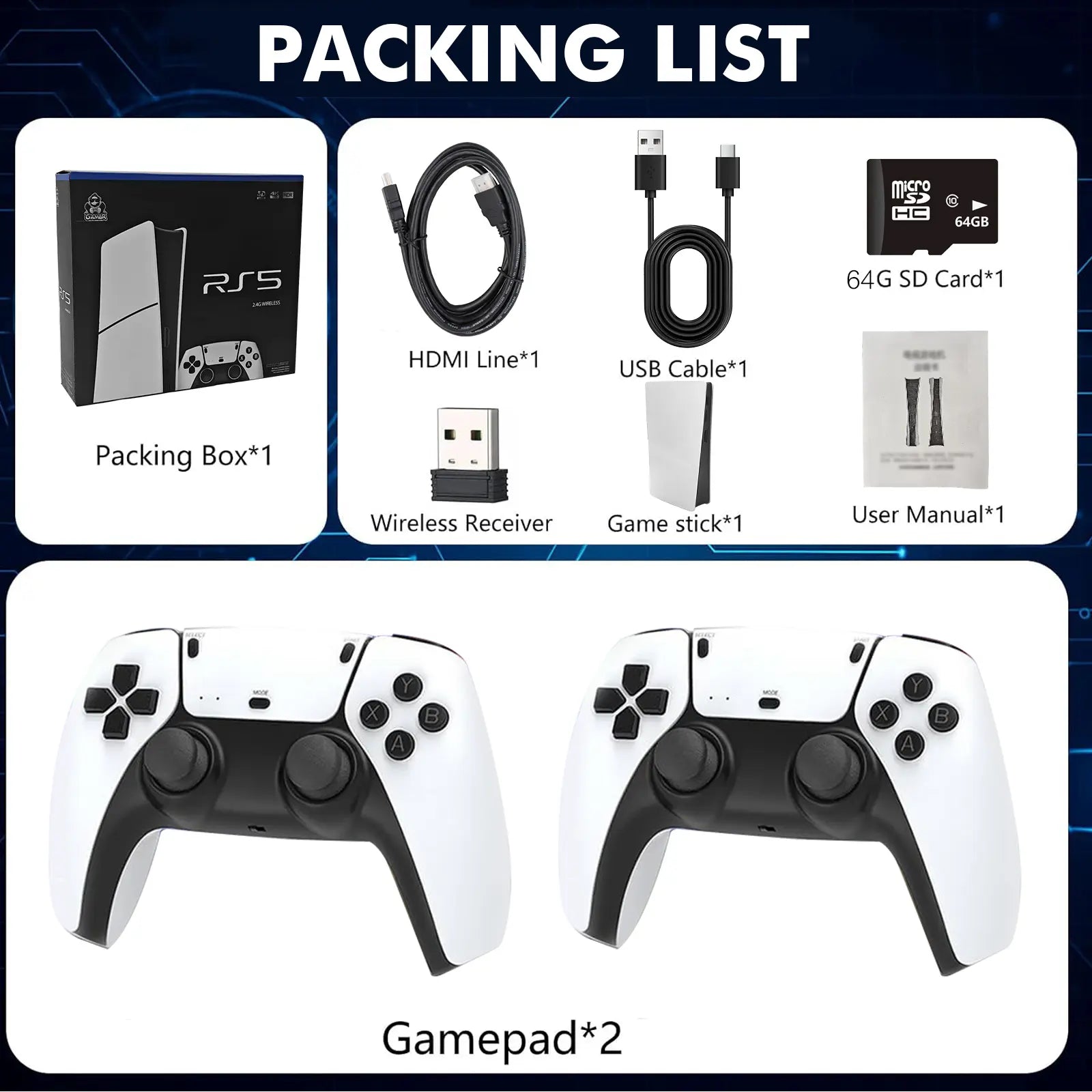 Retro Game Console, Retro Game Stick,64G,240Hz, Revisit Classic Games Stick , Retro Play Plug and Play Video Games Stick 26 Emulators, Output, Premium Competitive Dual Controllers.