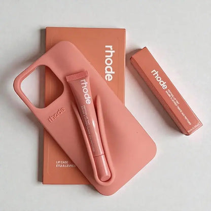 Trendy Phone Case with Lip Care Holder, Soft Touch Silicone Cover for Iphone 11–17 Series.
