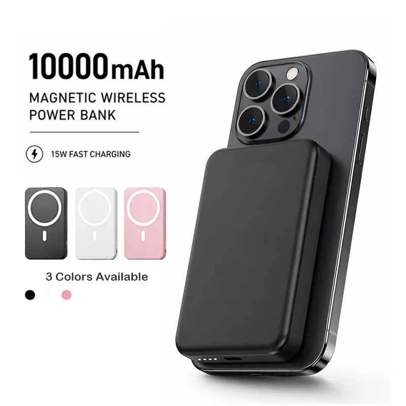Magnetic Wireless Power Bank 10000Mah, 15W Fast Charging Slim Portable Charger for Iphone12-17 Chargeable