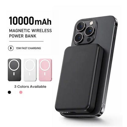 Magnetic Wireless Power Bank 10000Mah, 15W Fast Charging Slim Portable Charger for Iphone12-17 Chargeable