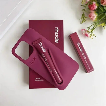 Trendy Phone Case with Lip Care Holder, Soft Touch Silicone Cover for Iphone 11–17 Series.