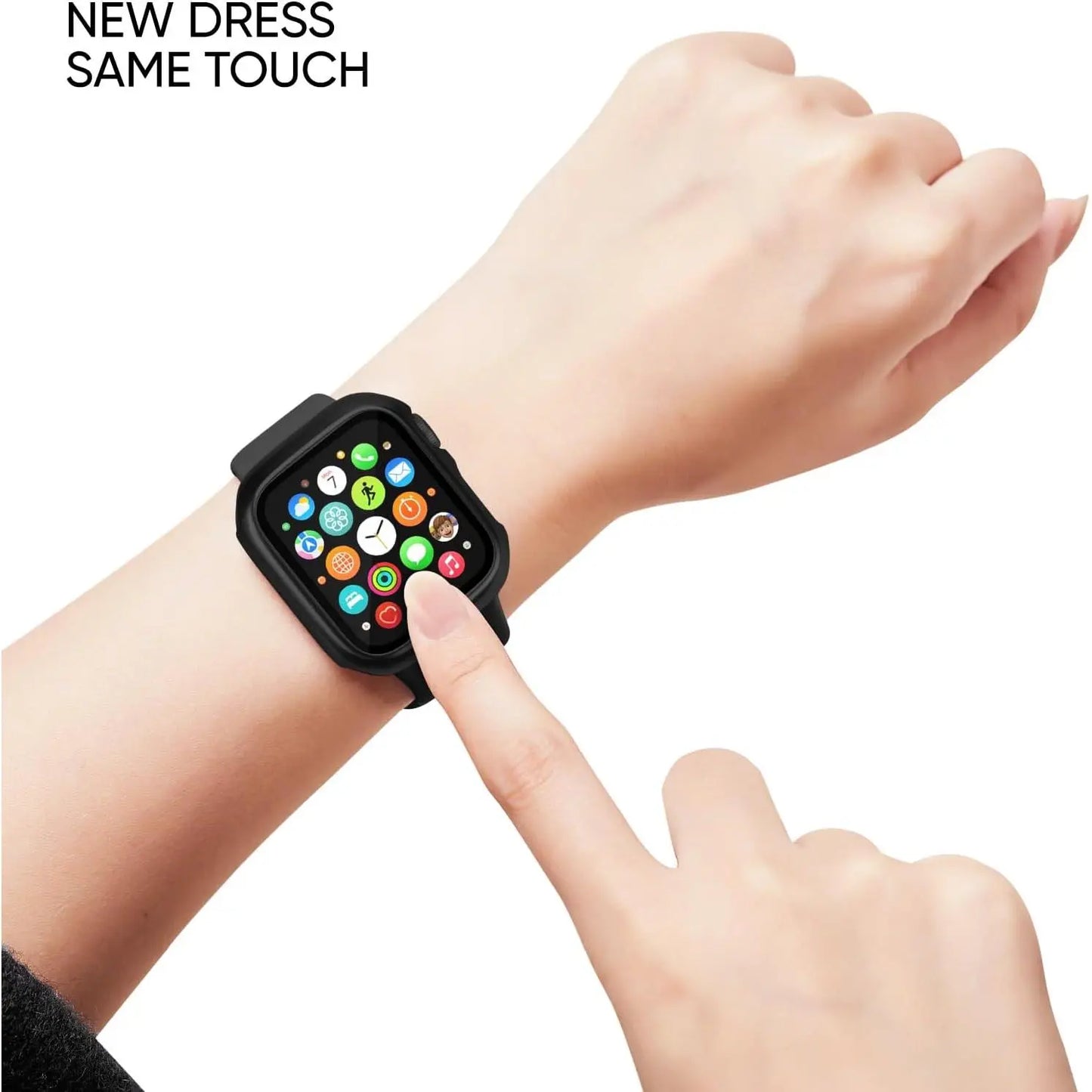 3-In-1 for Apple Watch Band 40Mm 41Mm 44Mm 45Mm with Case & Screen Protector, Silicone Sport Band and Protective Cover with 9H Tempered Glass for Iwatch Series SE 9 8 7 6 5 4 3
