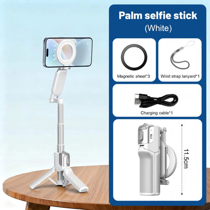 JOYYE Upgrated 6-In-1 Magnetic Selfie Stick Tripod with Remote Adjustable Zoom, Magnetic Phone Holder & Stabilizer, Extendable 180° Rotation, 3 Magnetic Rings, Compatible with Fill Light for Vlog Live Photo