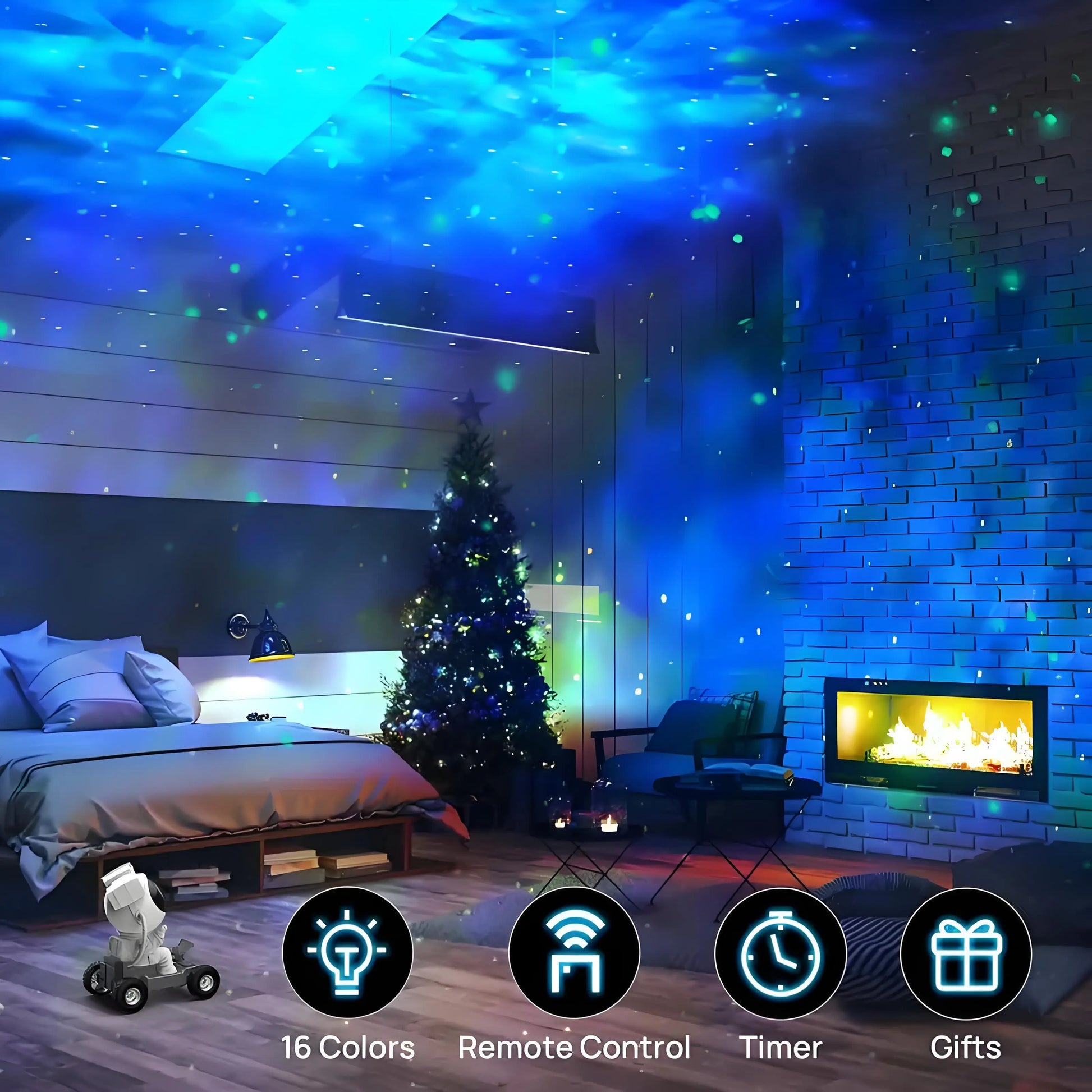 Moon Rover Astronaut Galaxy Projector Star Projector Night Light Bluetooth Speaker Remote Timer LED Nebula Ceiling Light Bedroom Decor Kids Room Aesthetic Room Decor Space Gift for Kids Teens Couples Space Lovers Home Ambience Light Relaxing Lamp