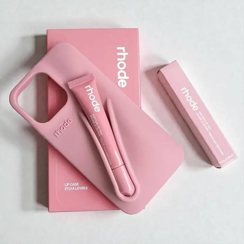 Trendy Phone Case with Lip Care Holder, Soft Touch Silicone Cover for Iphone 11–17 Series.