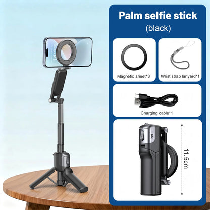 JOYYE Upgrated 6-In-1 Magnetic Selfie Stick Tripod with Remote Adjustable Zoom, Magnetic Phone Holder & Stabilizer, Extendable 180° Rotation, 3 Magnetic Rings, Compatible with Fill Light for Vlog Live Photo