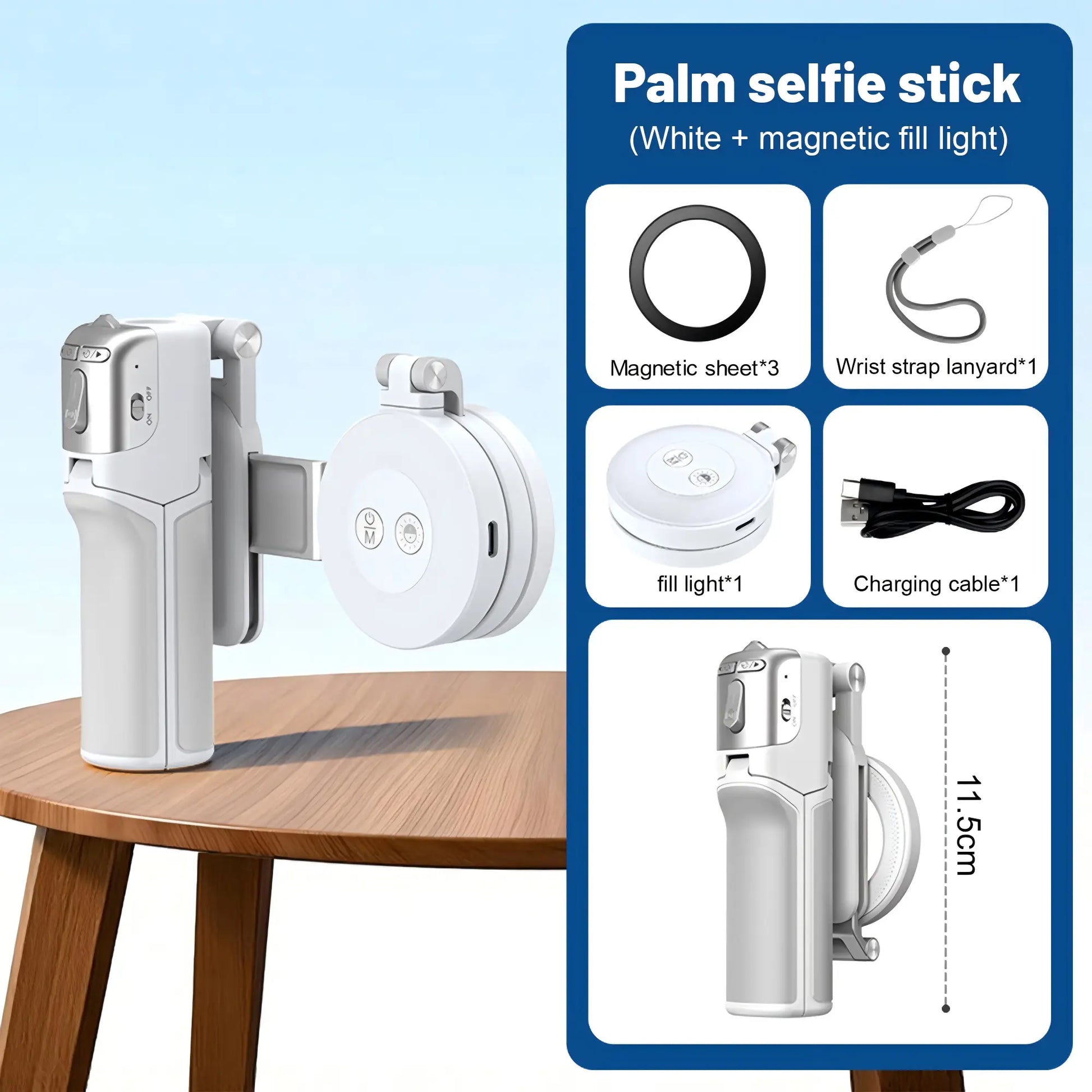 JOYYE Upgrated 6-In-1 Magnetic Selfie Stick Tripod with Remote Adjustable Zoom, Magnetic Phone Holder & Stabilizer, Extendable 180° Rotation, 3 Magnetic Rings, Compatible with Fill Light for Vlog Live Photo