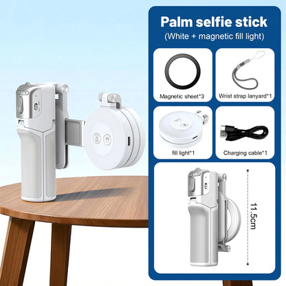 JOYYE Upgrated 6-In-1 Magnetic Selfie Stick Tripod with Remote Adjustable Zoom, Magnetic Phone Holder & Stabilizer, Extendable 180° Rotation, 3 Magnetic Rings, Compatible with Fill Light for Vlog Live Photo