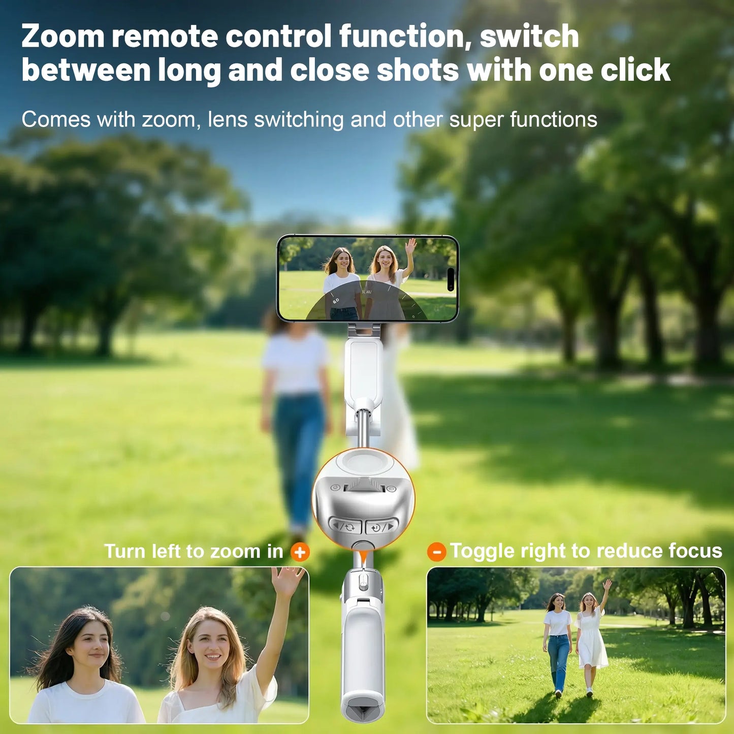 JOYYE Upgrated 6-In-1 Magnetic Selfie Stick Tripod with Remote Adjustable Zoom, Magnetic Phone Holder & Stabilizer, Extendable 180° Rotation, 3 Magnetic Rings, Compatible with Fill Light for Vlog Live Photo