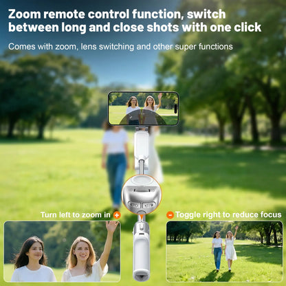 JOYYE Upgrated 6-In-1 Magnetic Selfie Stick Tripod with Remote Adjustable Zoom, Magnetic Phone Holder & Stabilizer, Extendable 180° Rotation, 3 Magnetic Rings, Compatible with Fill Light for Vlog Live Photo