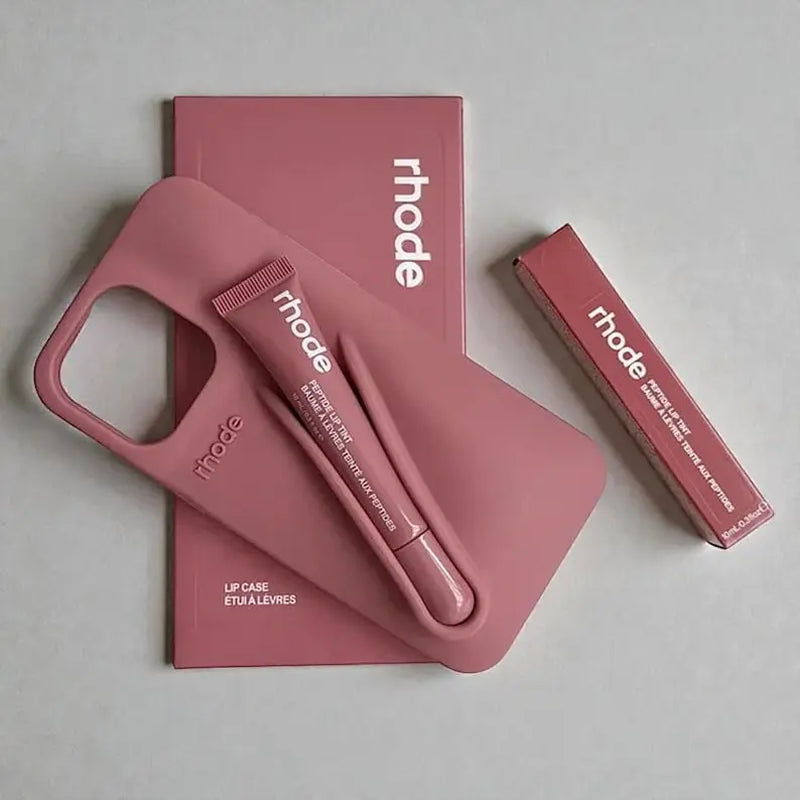 Trendy Phone Case with Lip Care Holder, Soft Touch Silicone Cover for Iphone 11–17 Series.