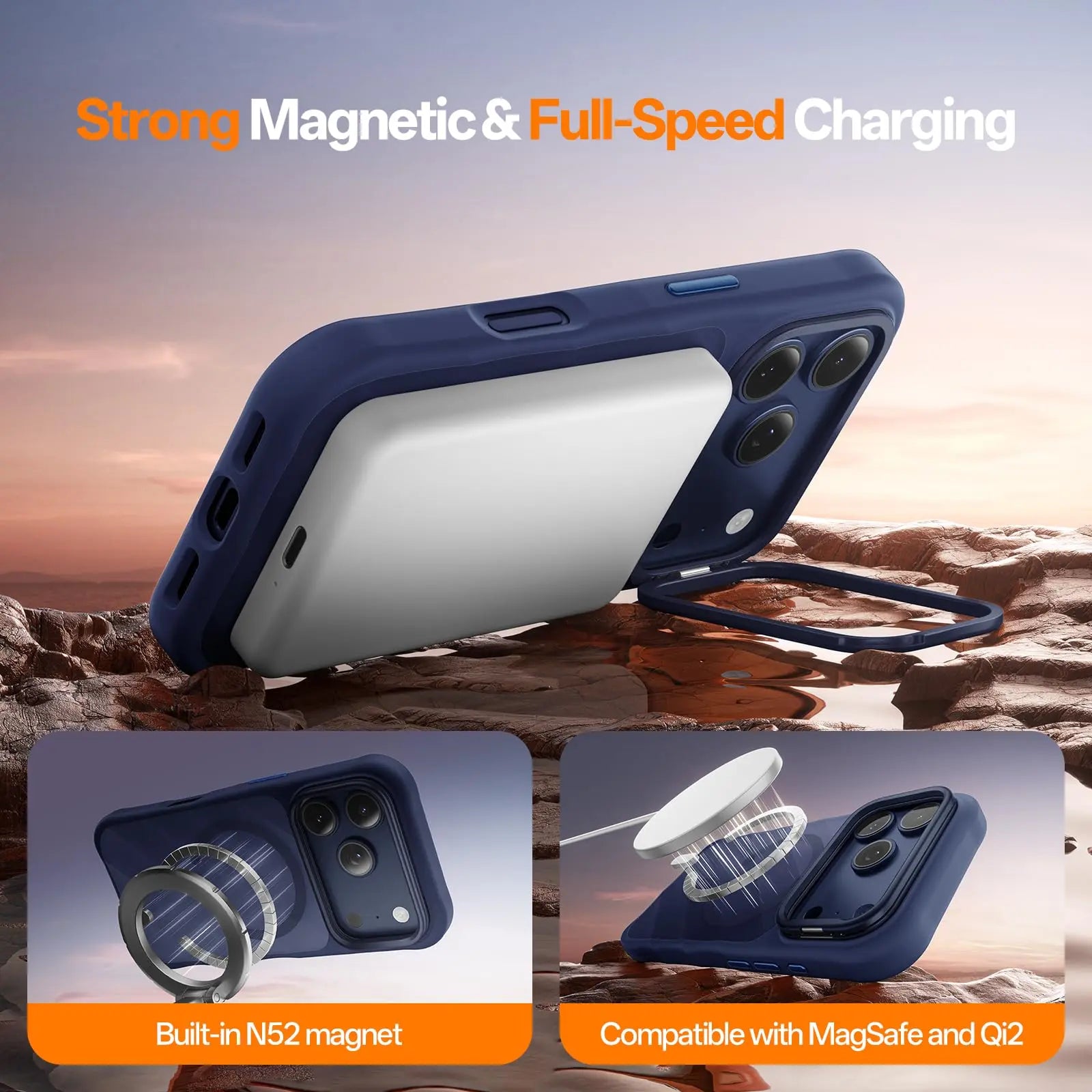 YZOIKO 3-In-1 Set for Iphone 17 Pro Max Case with Camera Stand [1 Screen Protector & 1 Camera Lens Protector] [Fits Magsafe] [Shockproof & Magnetic] [Translucent Matte] Fashion Phone Case for 17 Pro Max, Frosted Blue