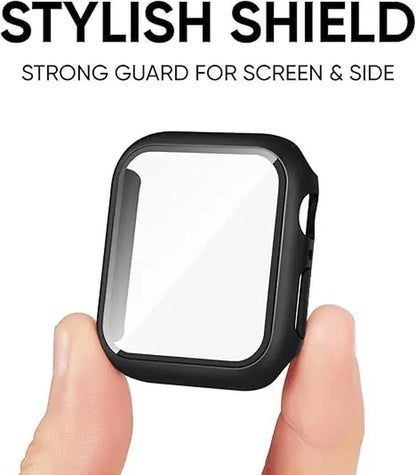 3-In-1 for Apple Watch Band 40Mm 41Mm 44Mm 45Mm with Case & Screen Protector, Silicone Sport Band and Protective Cover with 9H Tempered Glass for Iwatch Series SE 9 8 7 6 5 4 3