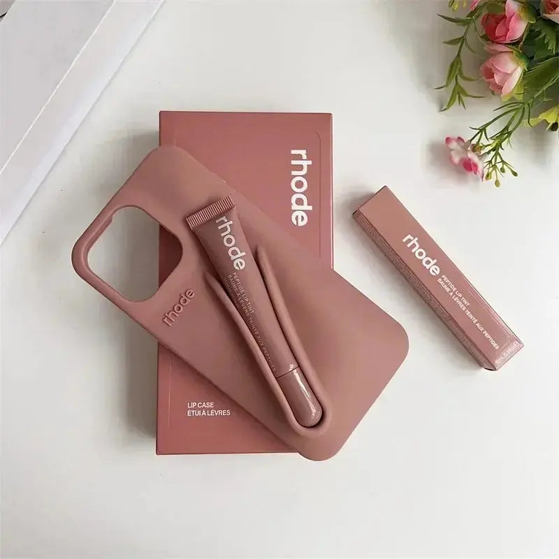 Trendy Phone Case with Lip Care Holder, Soft Touch Silicone Cover for Iphone 11–17 Series.
