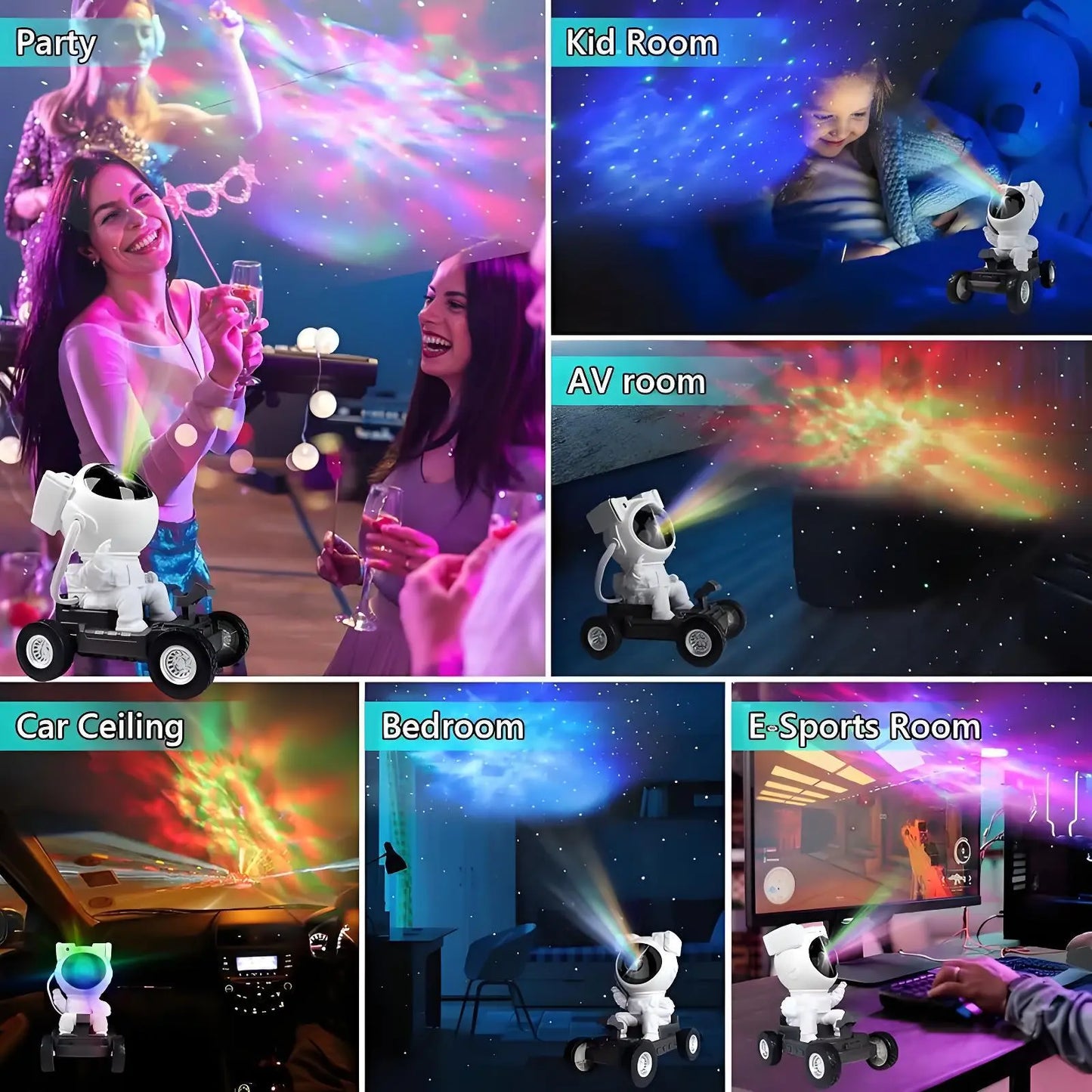 Moon Rover Astronaut Galaxy Projector Star Projector Night Light Bluetooth Speaker Remote Timer LED Nebula Ceiling Light Bedroom Decor Kids Room Aesthetic Room Decor Space Gift for Kids Teens Couples Space Lovers Home Ambience Light Relaxing Lamp