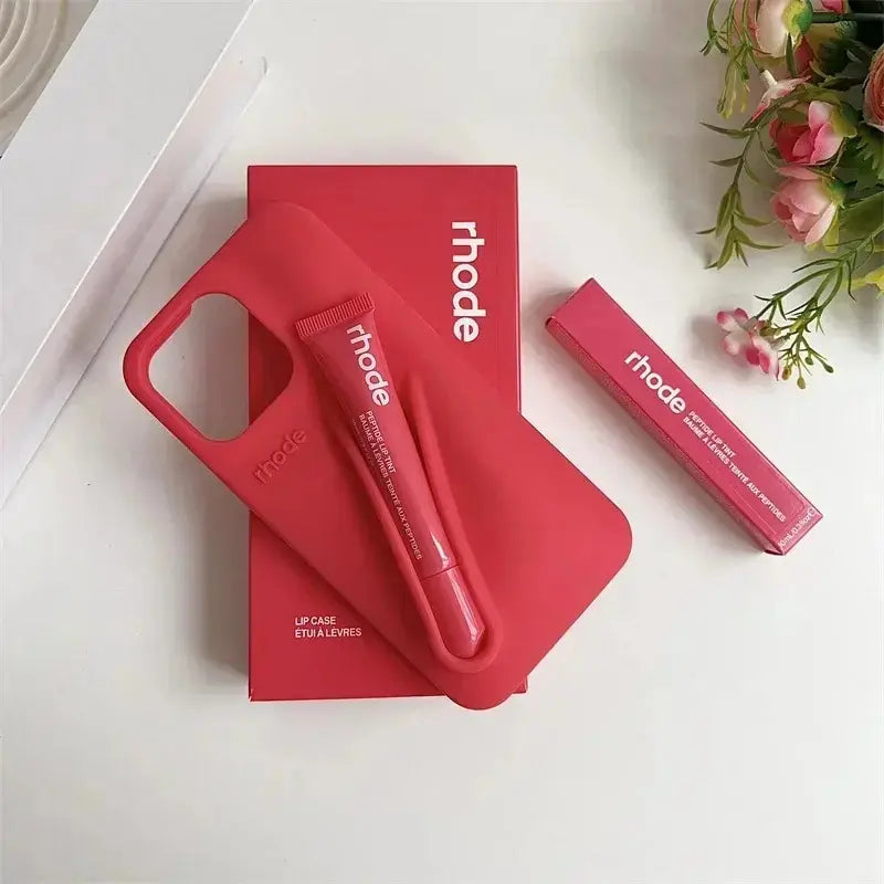 Trendy Phone Case with Lip Care Holder, Soft Touch Silicone Cover for Iphone 11–17 Series.