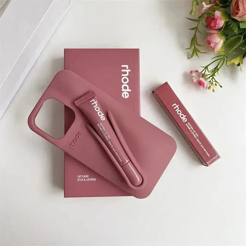 Trendy Phone Case with Lip Care Holder, Soft Touch Silicone Cover for Iphone 11–17 Series.