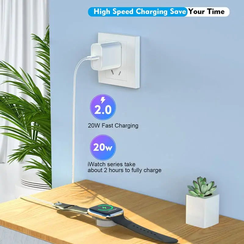 Fast Charger for I Watch Charger, USB C 20W Iphone Watch Charger Plug Adapter & Long 6.6FT Iwatch Portable Wireless Fast Charging Cable Cord Compatible with Watch Series 9/8/7/SE/6/5/4/3/2/1