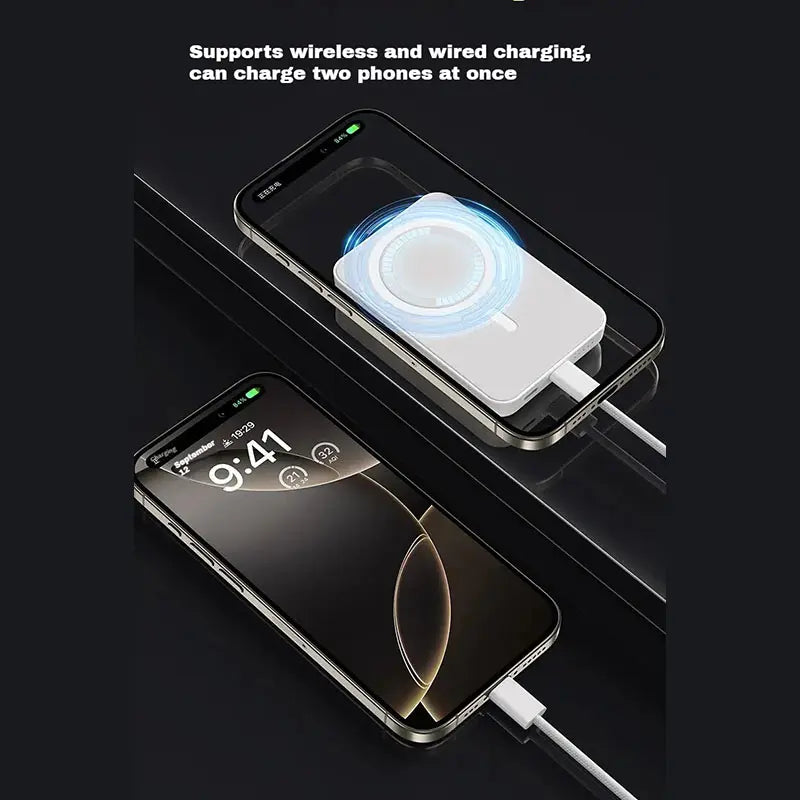 Magnetic Wireless Power Bank 10000Mah, 15W Fast Charging Slim Portable Charger for Iphone12-17 Chargeable