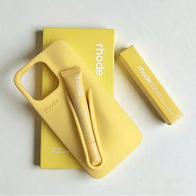 Trendy Phone Case with Lip Care Holder, Soft Touch Silicone Cover for Iphone 11–17 Series.