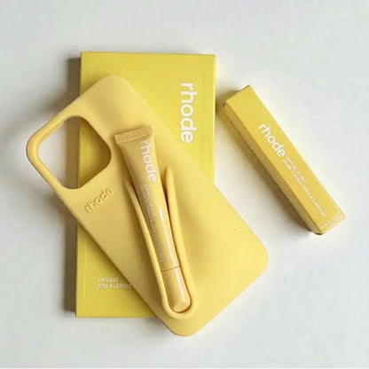 Trendy Phone Case with Lip Care Holder, Soft Touch Silicone Cover for Iphone 11–17 Series.