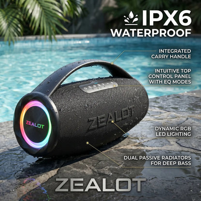 ZEALOT S97 Maximum Power 120W Outdoor Speaker, IPX6 Waterproof.