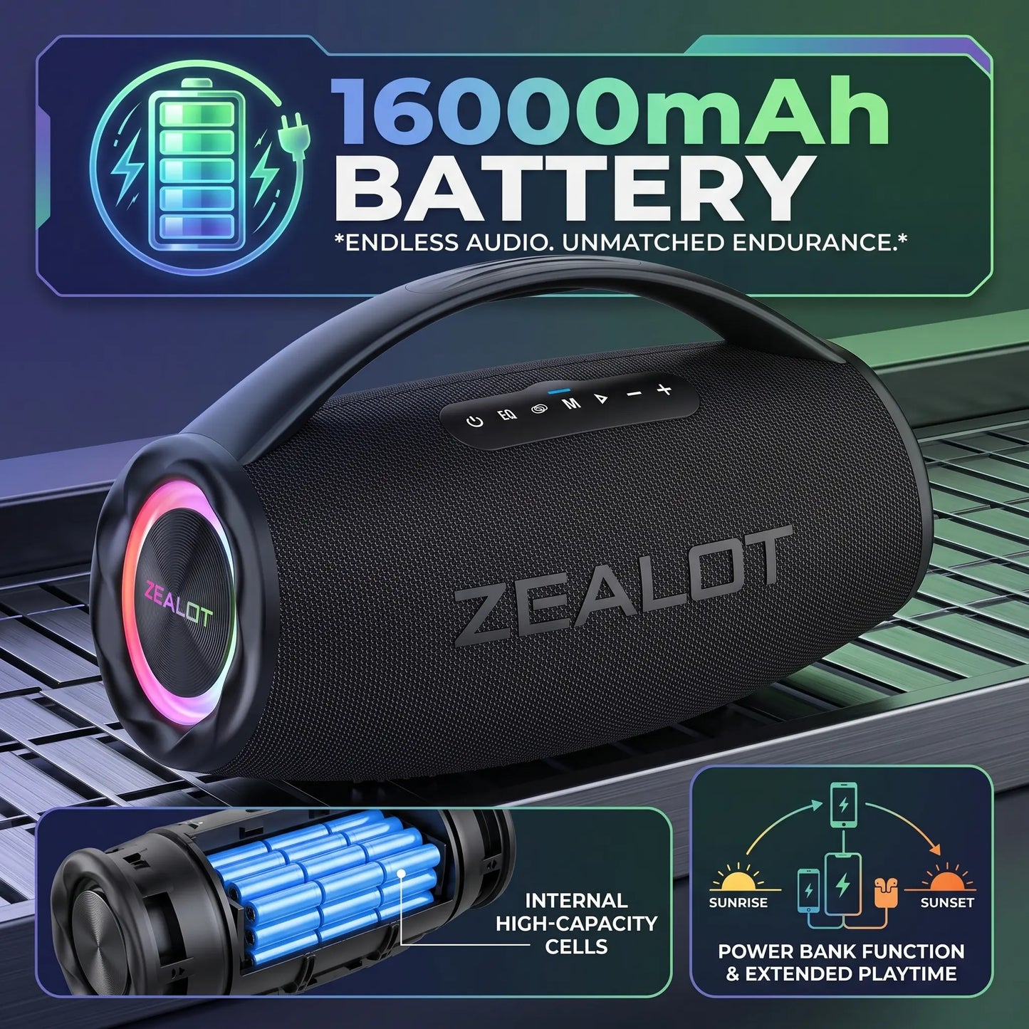 ZEALOT S97 Maximum Power 120W Outdoor Speaker, IPX6 Waterproof.