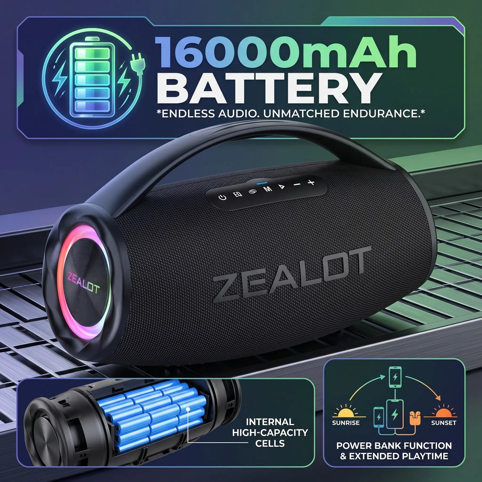 ZEALOT S97 Maximum Power 120W Outdoor Speaker, IPX6 Waterproof.
