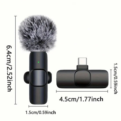 2 Pcs Wireless Mini Microphones for Iphone, Android, Ipad - Mini Wireless Clip-On Microphones Crystal Clear Sound Quality for Recording, Live Streaming,Vlog Microfono Minimic Usb C Interface Smartphone