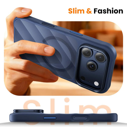 YZOIKO 3-In-1 Set for Iphone 17 Pro Max Case with Camera Stand [1 Screen Protector & 1 Camera Lens Protector] [Fits Magsafe] [Shockproof & Magnetic] [Translucent Matte] Fashion Phone Case for 17 Pro Max, Frosted Blue