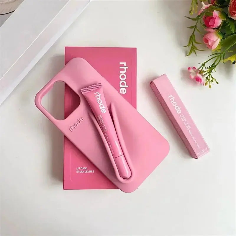 Trendy Phone Case with Lip Care Holder, Soft Touch Silicone Cover for Iphone 11–17 Series.