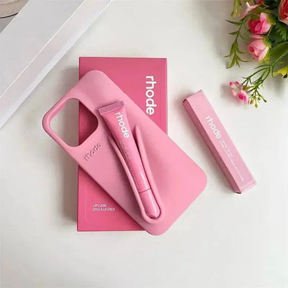 Trendy Phone Case with Lip Care Holder, Soft Touch Silicone Cover for Iphone 11–17 Series.