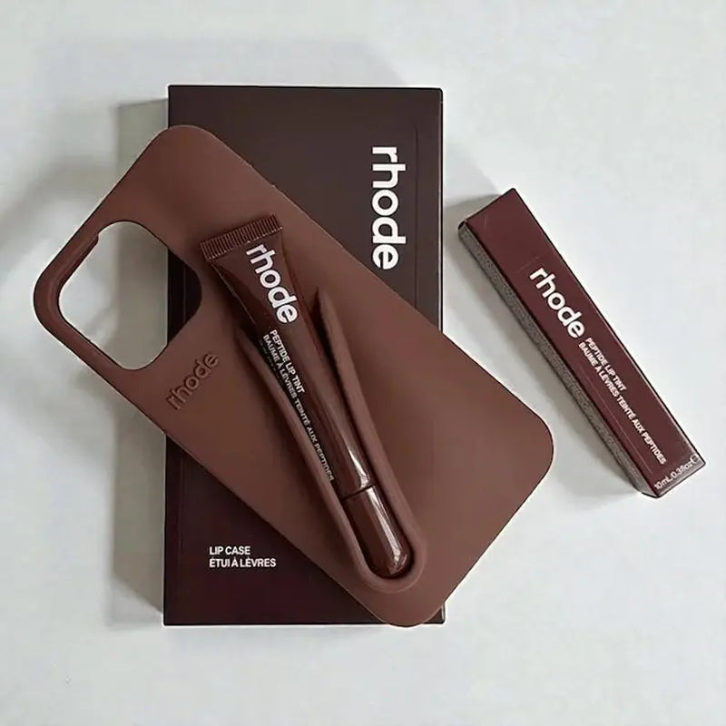 Trendy Phone Case with Lip Care Holder, Soft Touch Silicone Cover for Iphone 11–17 Series.