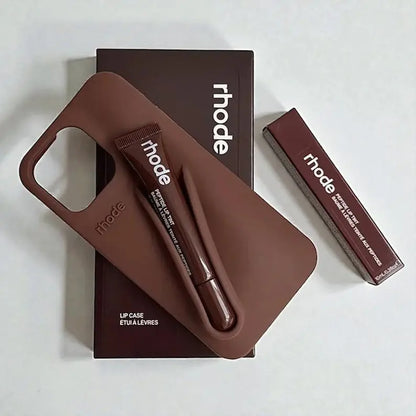 Trendy Phone Case with Lip Care Holder, Soft Touch Silicone Cover for Iphone 11–17 Series.