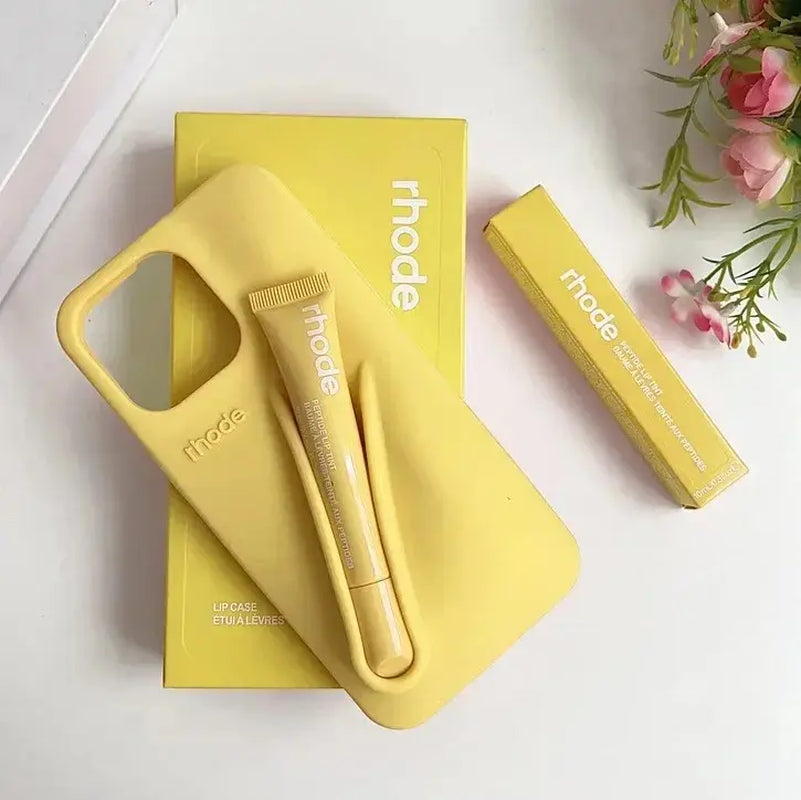 Trendy Phone Case with Lip Care Holder, Soft Touch Silicone Cover for Iphone 11–17 Series.